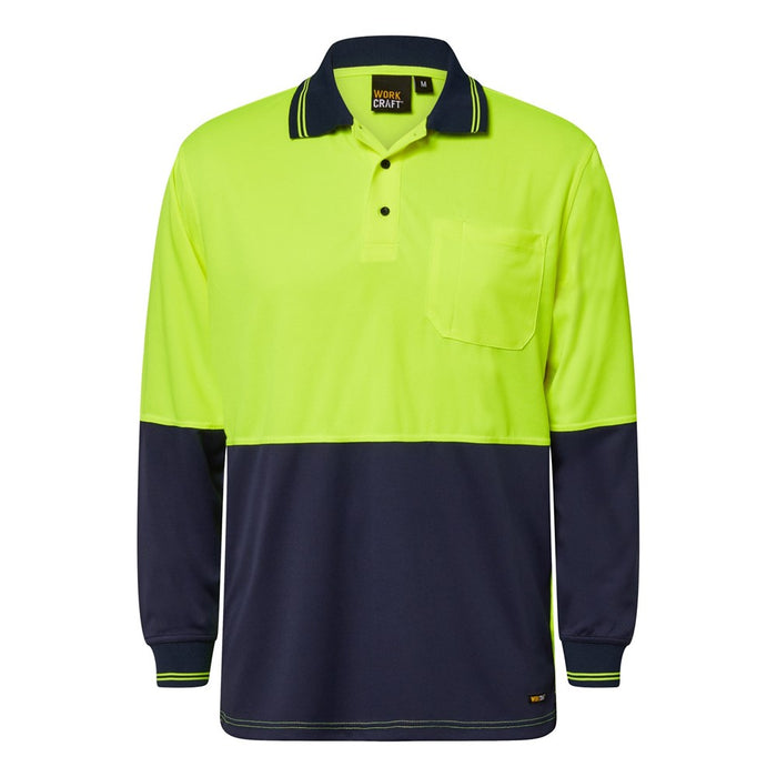 WORKCRAFT HiVis Two Tone LS Micromesh Polo