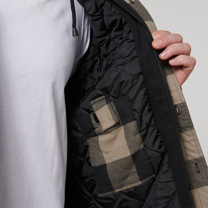 HARD YAKKA Quilted Flannel Hooded Shacket