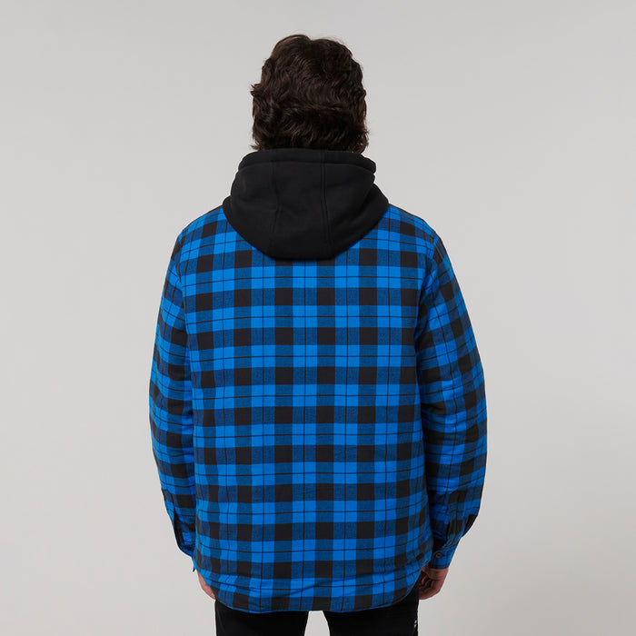 HARD YAKKA Quilted Flannel Hooded Shacket