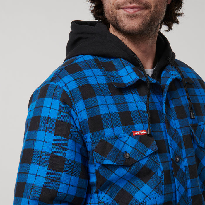 HARD YAKKA Quilted Flannel Hooded Shacket