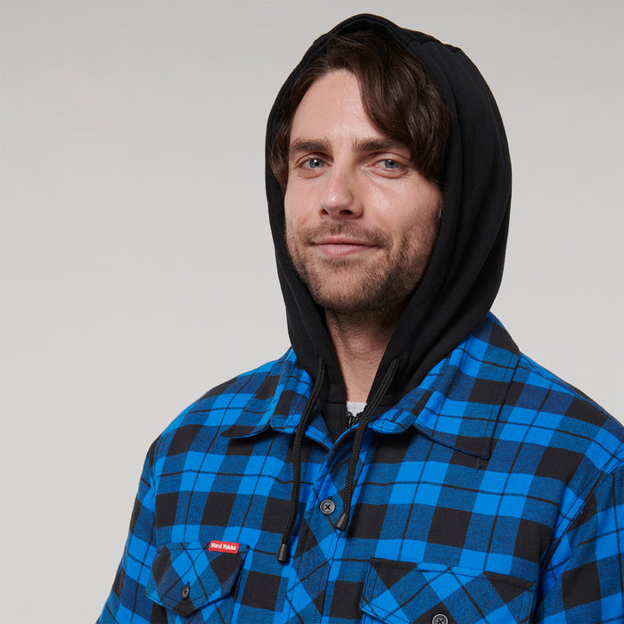 HARD YAKKA Quilted Flannel Hooded Shacket