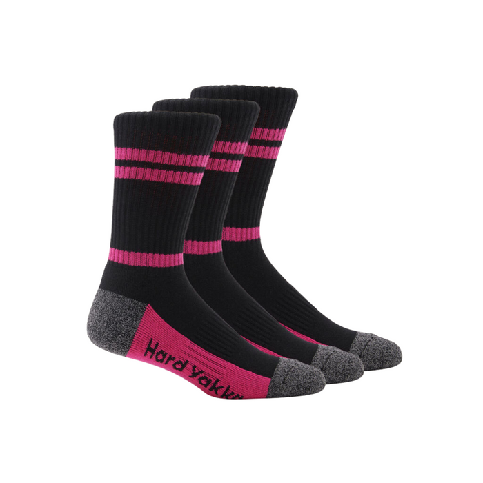 HARD YAKKA Women's Crew Sock 3pk