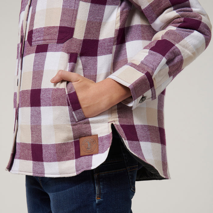 HARD YAKKA Women's Quilted Flannel Hooded Shacket