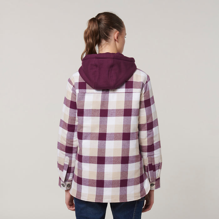 HARD YAKKA Women's Quilted Flannel Hooded Shacket