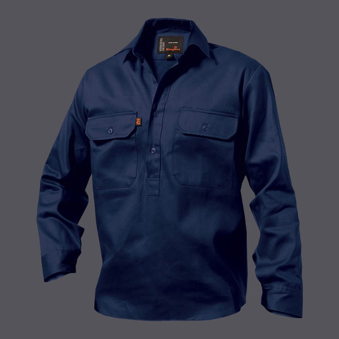 KING GEE Closed Front Drill Long Sleeve Shirt