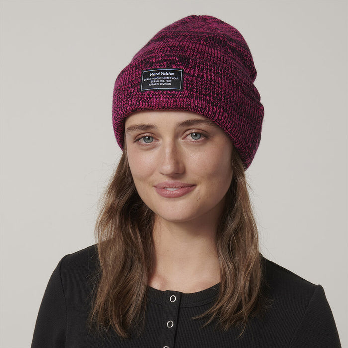 HARD YAKKA 2 Tone Twist Marle Beanie - Pink