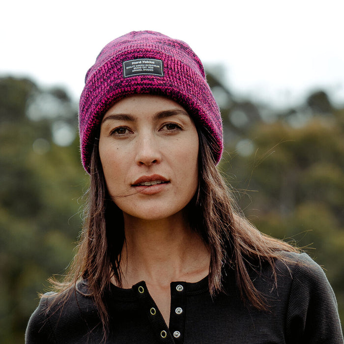 HARD YAKKA 2 Tone Twist Marle Beanie - Pink