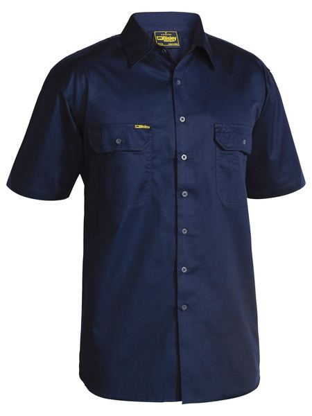 BISLEY BS1893 Cool Lightweight Drill Shirt S/Sleeve Shirt - NAVY