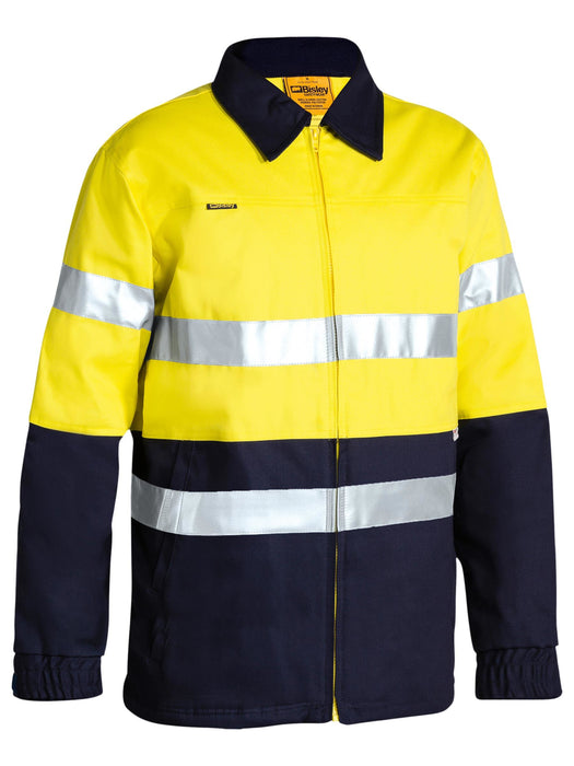 BISLEY BK6710T Taped HiVis Drill Jacket - YELLOW/NAVY