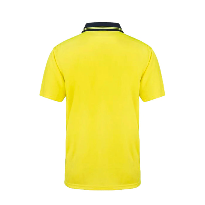 WORKCRAFT HiVis Two Tone SS Micromesh Polo - YELLOW/NAVY